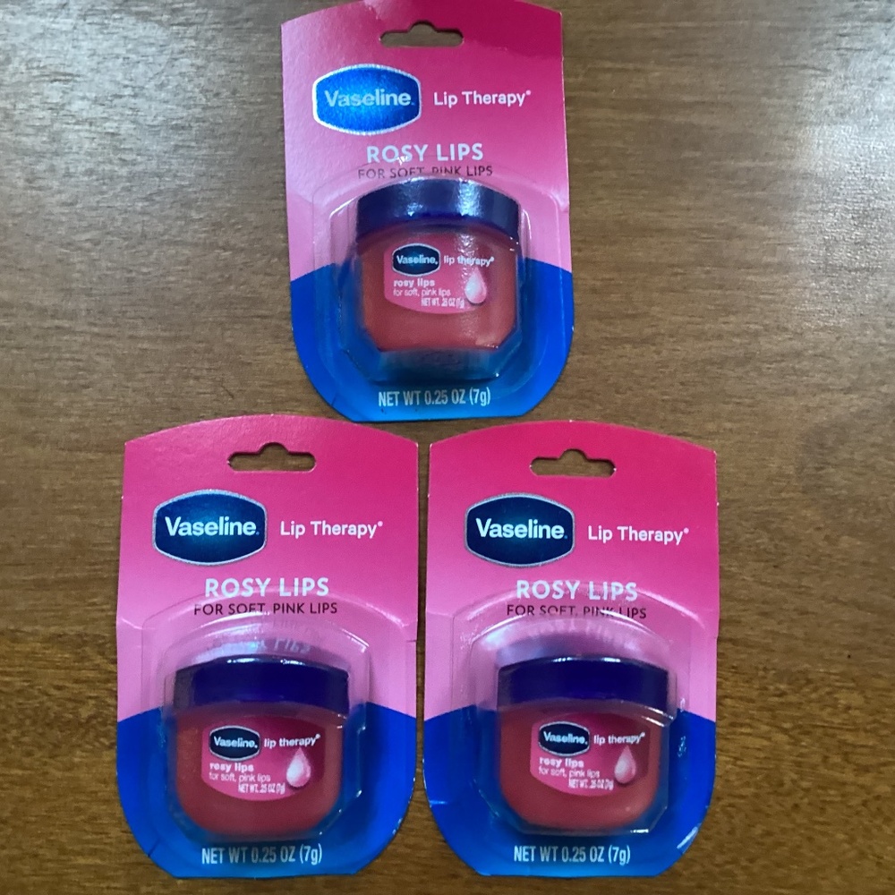 Vaseline Lip Therapy Rosy Lips Bundle of 3 New Net weight 0.25 oz/7g